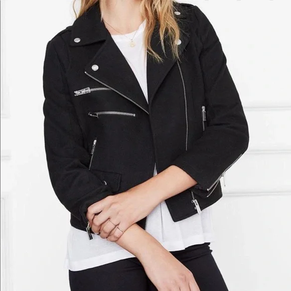 ANINE BING BLACK FELT MOTO JACKET NEW With TAGS Large